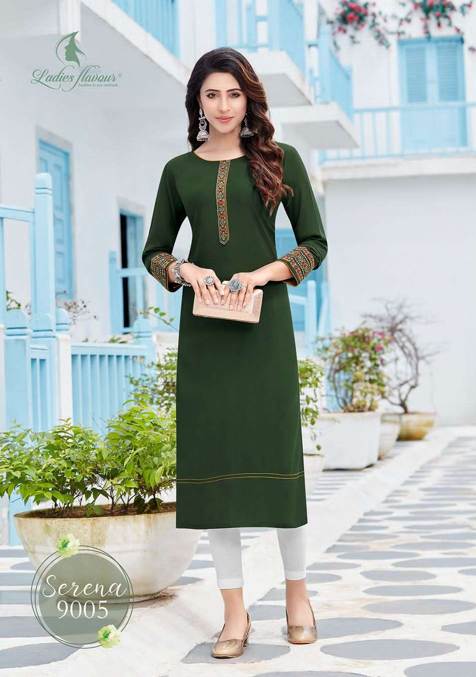 SERENA VOL 9 14 KG RAYON WITH HEAVY EMBROIDERY WORK LIVA TAG KURTI BY LADIES FLAVOUR BRAND 9005